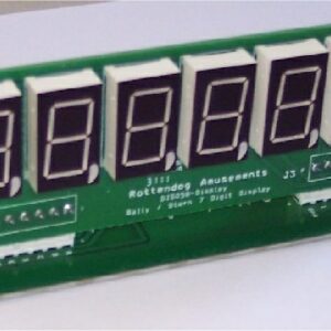 A green board with seven digits on it.