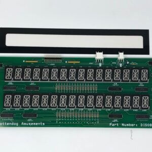 A green board with two rows of numbers on it.